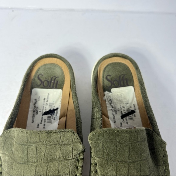 Sofft Womens Somers Moc Sneakers Slip On Embossed Suede Mules Green Size 7.5 M - Picture 3 of 7